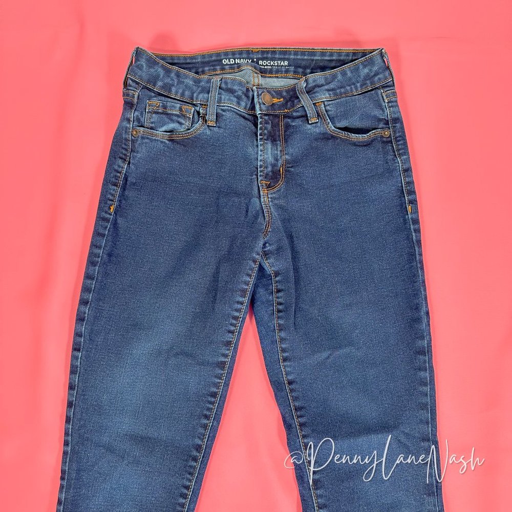 Old Navy Rockstar MId Rise Super Skinny Jeans Blue - Picture 3 of 10